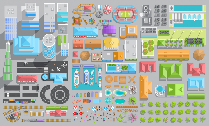 Набор для инфографики. Вид сверху.