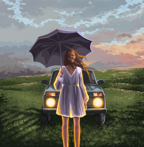 Стилизованный портрет девушки с ее Нивой