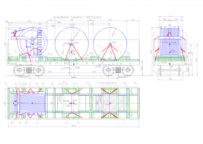 Схема погрузки Катушек в полувагоне