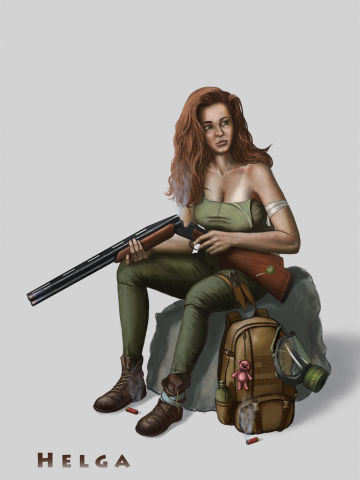 Концепт арт девушки для Post-Apocalypse игры.