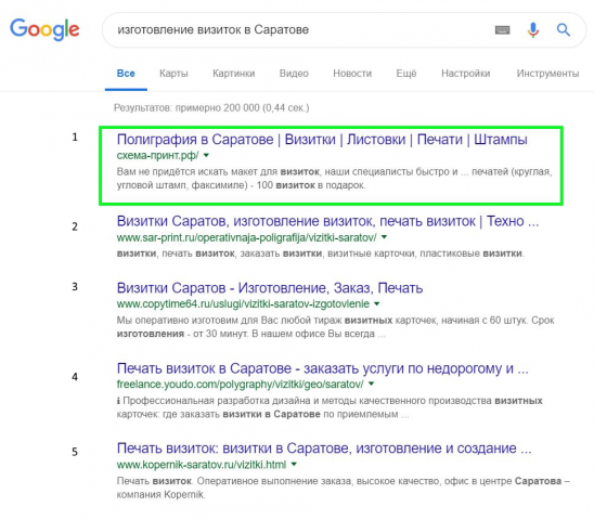 изготовление визиток в Саратове (ТОП 1 по версии google)