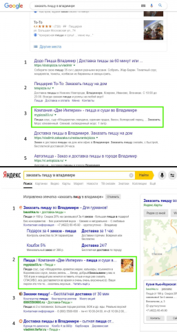 Заказать пиццу в Владимире ТОП 3 google ТОП 2 яндекс