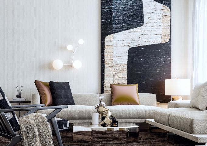 Интерьер кухни-гостиной в современном стиле