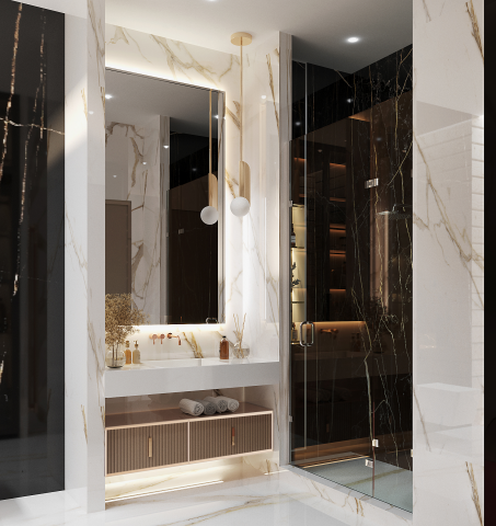 3D-визализация гостевого санузла в загородном доме