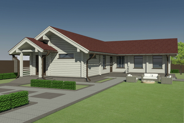 Архитектурный проект бани с бассейном из клееного бруса