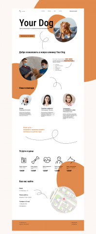 Концепция лендинга для ветеринарного центра Your Dog