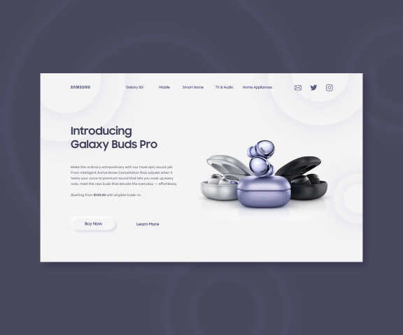Landing page для Samsung Buds