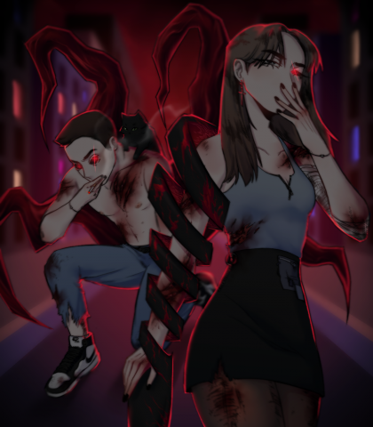 двое ребят в стиле токийского гуля