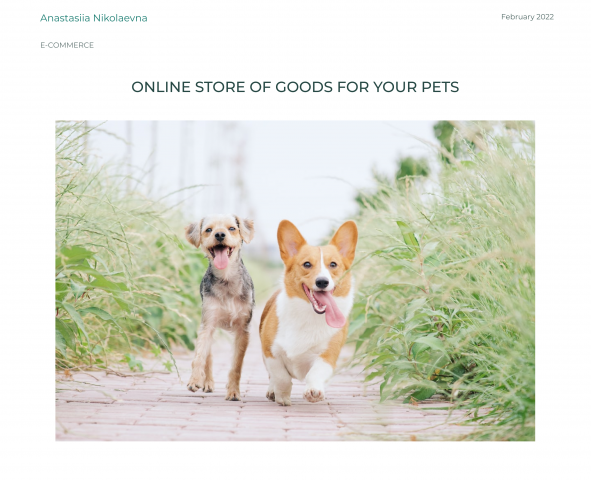 Online store of goods for your pets