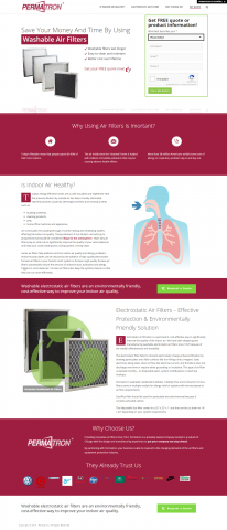 Одностраничник для производителя воздушных фильтров