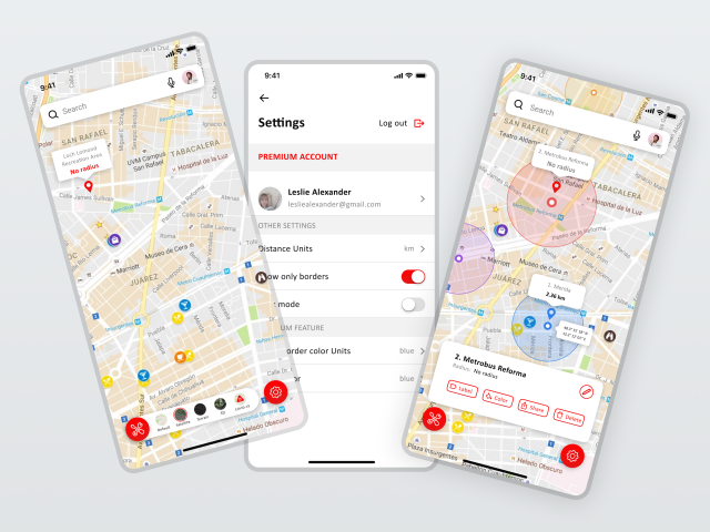 Дизайн приложения поиска места на карте