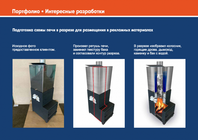 Схема печи для бани в разрезе