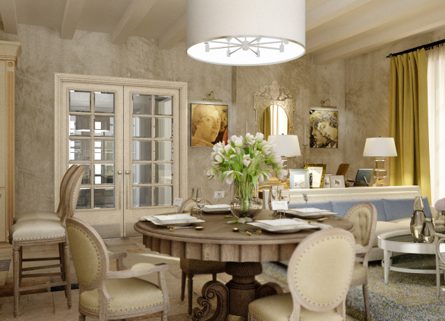 Interiors at private house of house complex "Ostrov Erin" (дизай