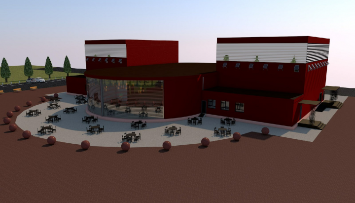 Модель артхаус-кинотеатра "Красный пёс" в программе ArchiCAD