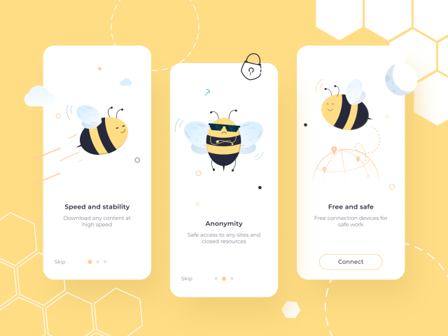 Onboarding screen VPN, illustrations