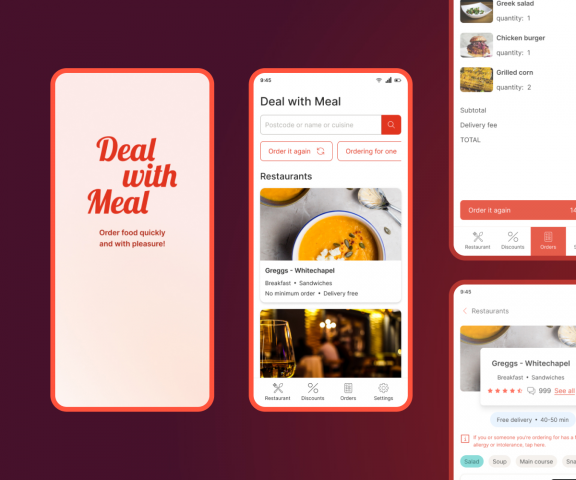 Mobile app for ordering food