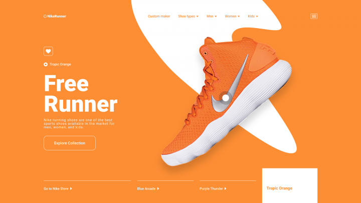 Landing page "Nike"