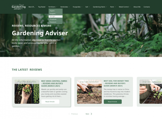 Многостраничный сайт "Gardening adviser"