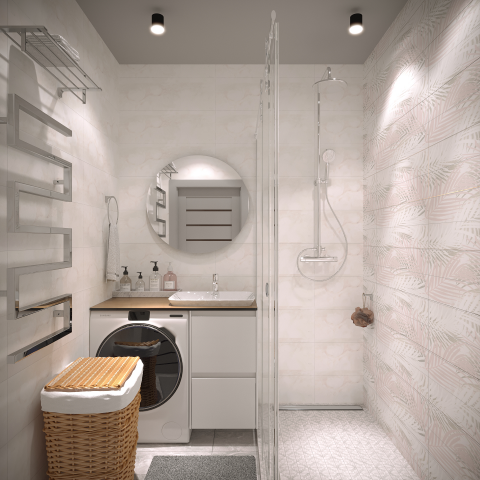 Дизайн душевой в светлых тонах