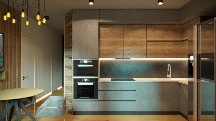 Разработка дизайна кухонной и столовой зоны