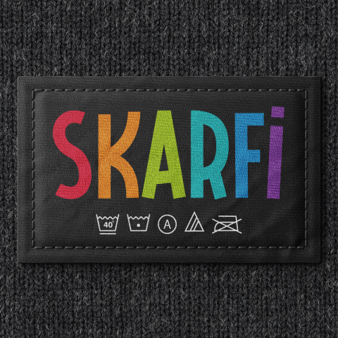 Логотип-бирка для серии одежды и аксессуаров SKARFI