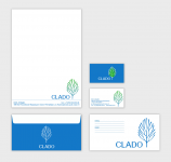 Бланк, конверт и визитка компании "Clado"
