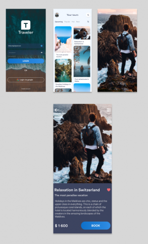 Дизайн макет мобильного приложения "Traveler"