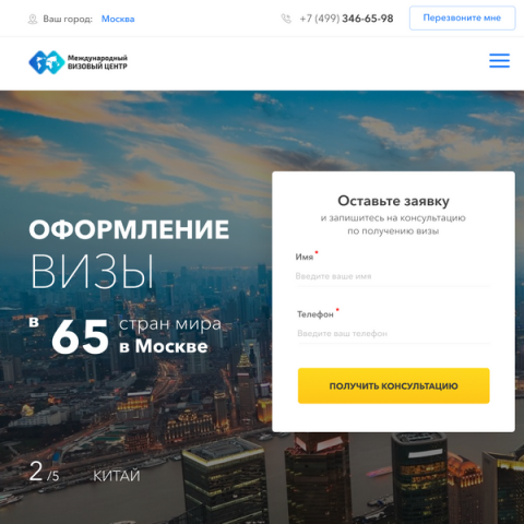 Landig page для Международного Визового Центра