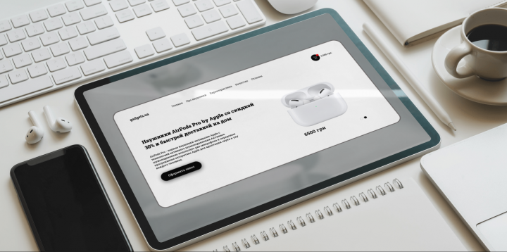 Landing page for Internet store of selling gadgets