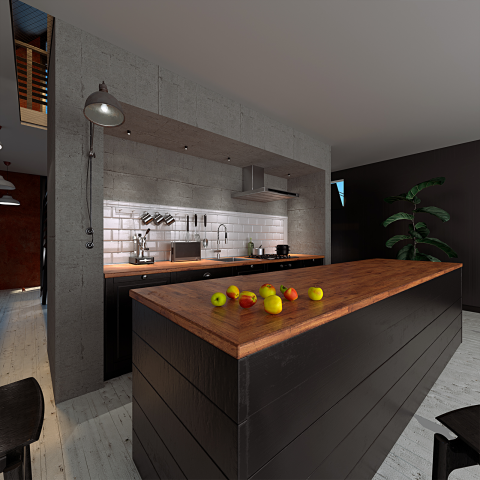 Гостиная и кухня.