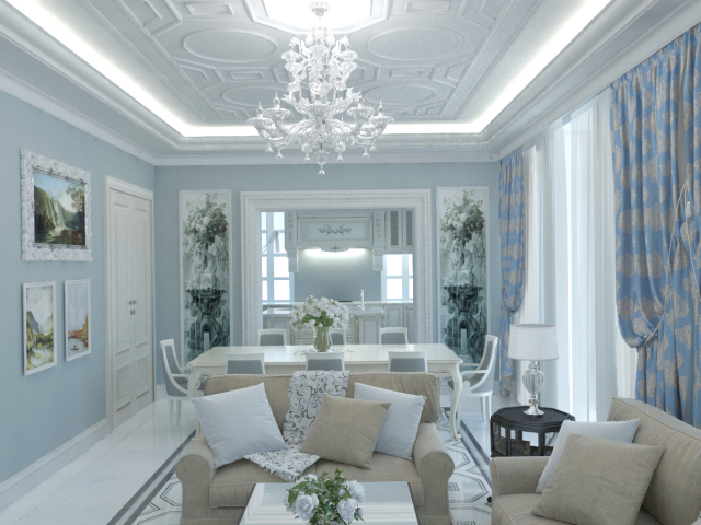Классический интерьер, гостиная 2