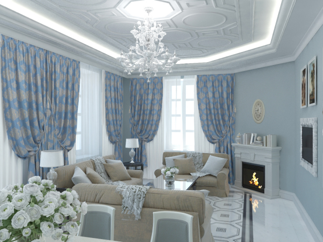 Классический интерьер, гостиная 1