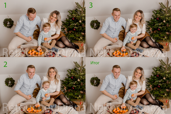 Ретушь, коллаж из трех фото