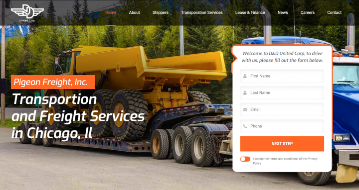 Много страничный сайт для транспортной компании