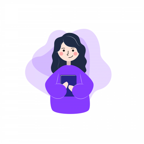 girl with a book vector illustration