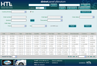 веб клиент для системы торговли акциями