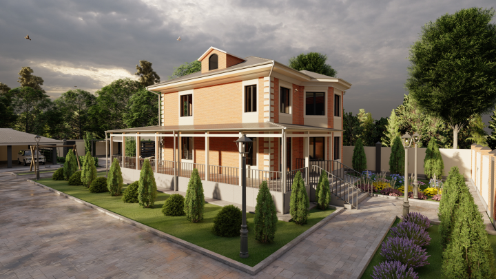 Проект Двухэтажного дома общей площадью 200 м2