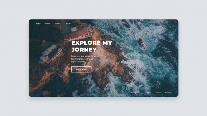 Первый екран сайта-блога о путешесвиях