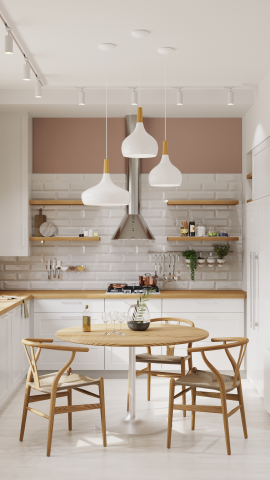 Визуализация кухни к проекту коттеджа "Тишина"