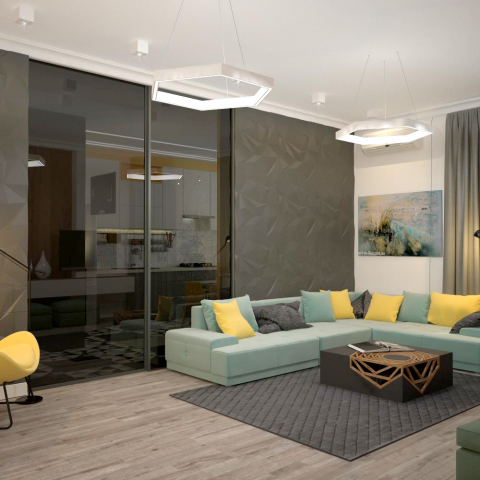 Проект квартиры, общей площадью 75 м.кв