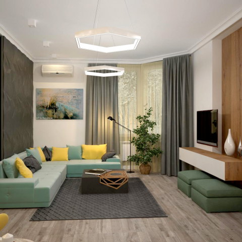 Проект квартиры, общей площадью 75 м.кв