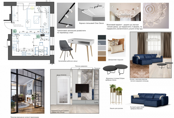 Коллаж для согласования концепции дизайна гостинной