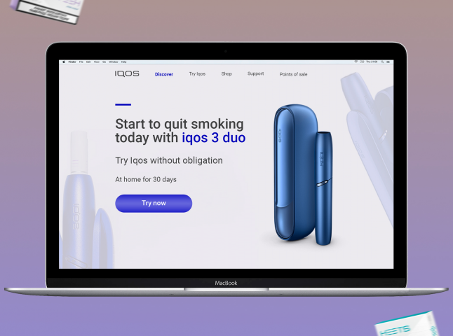 Дизайн главной страницы для Iqos 3 Duo