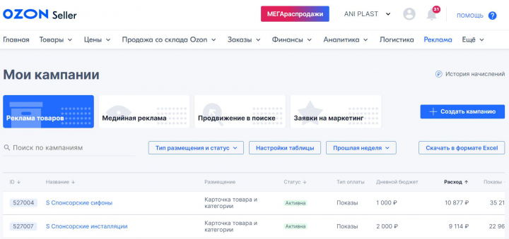 Продвижение магазина Ани Пласт