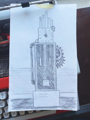 Карандашный эскиз часов