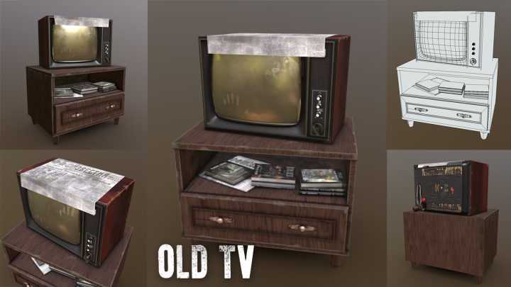 старый телевизор. Игровой ассет