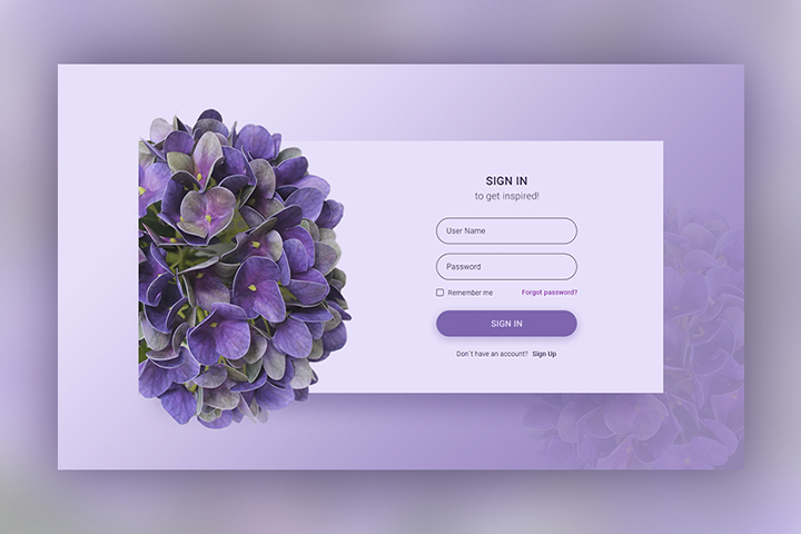 Дизайн формы входа для цветочного онлайн-магазина