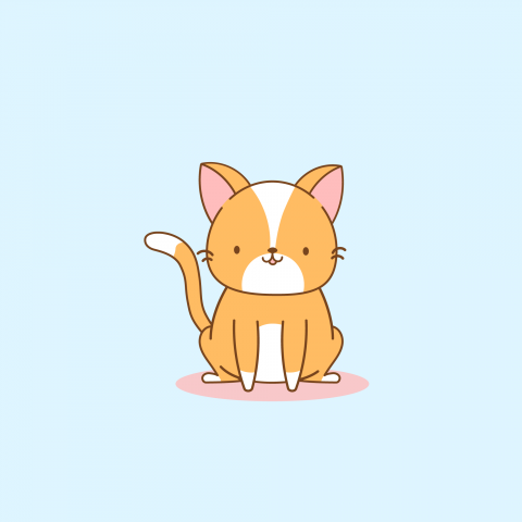 Мультяшный кот в стиле Kawaii
