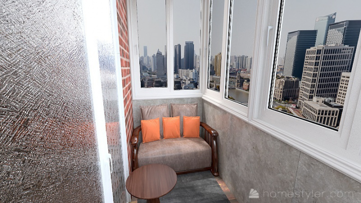 Интерьер спальни в стиле лофт(балкон)