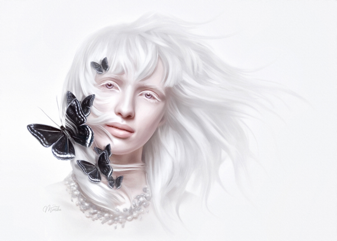 Albino Alice with butterflies (Mesmerizing style)